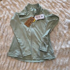 Avalanche light sage green long sleeve zip up jacket. UPF 50+